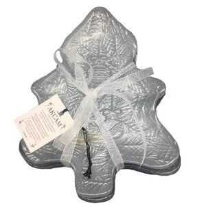 x4 Akcam Turkish Glass Silver Christmas Tree Dessert Plate Set Glitter Appetizer